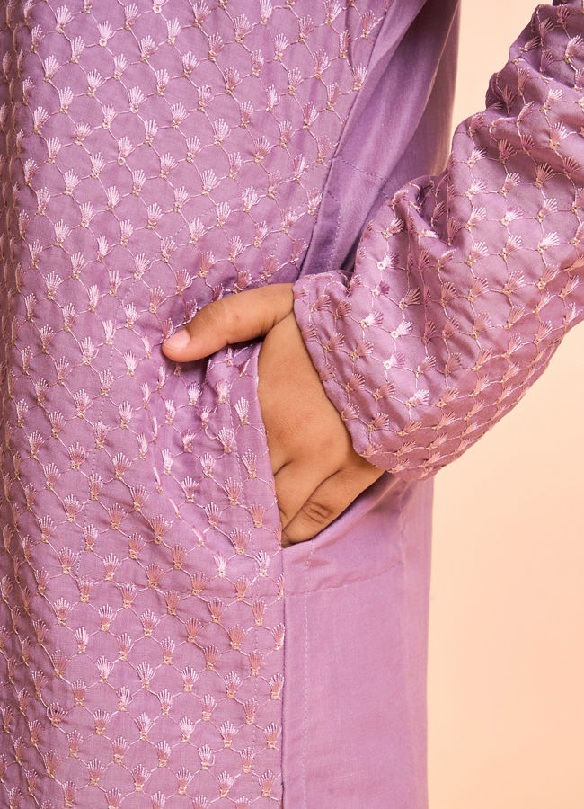 Manyavar Boys Lilac Elegance Kurta Pajama