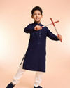 Manyavar Boys Elegant Dark Blue Kurta Pajama