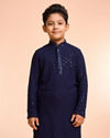 Manyavar Boys Elegant Dark Blue Kurta Pajama