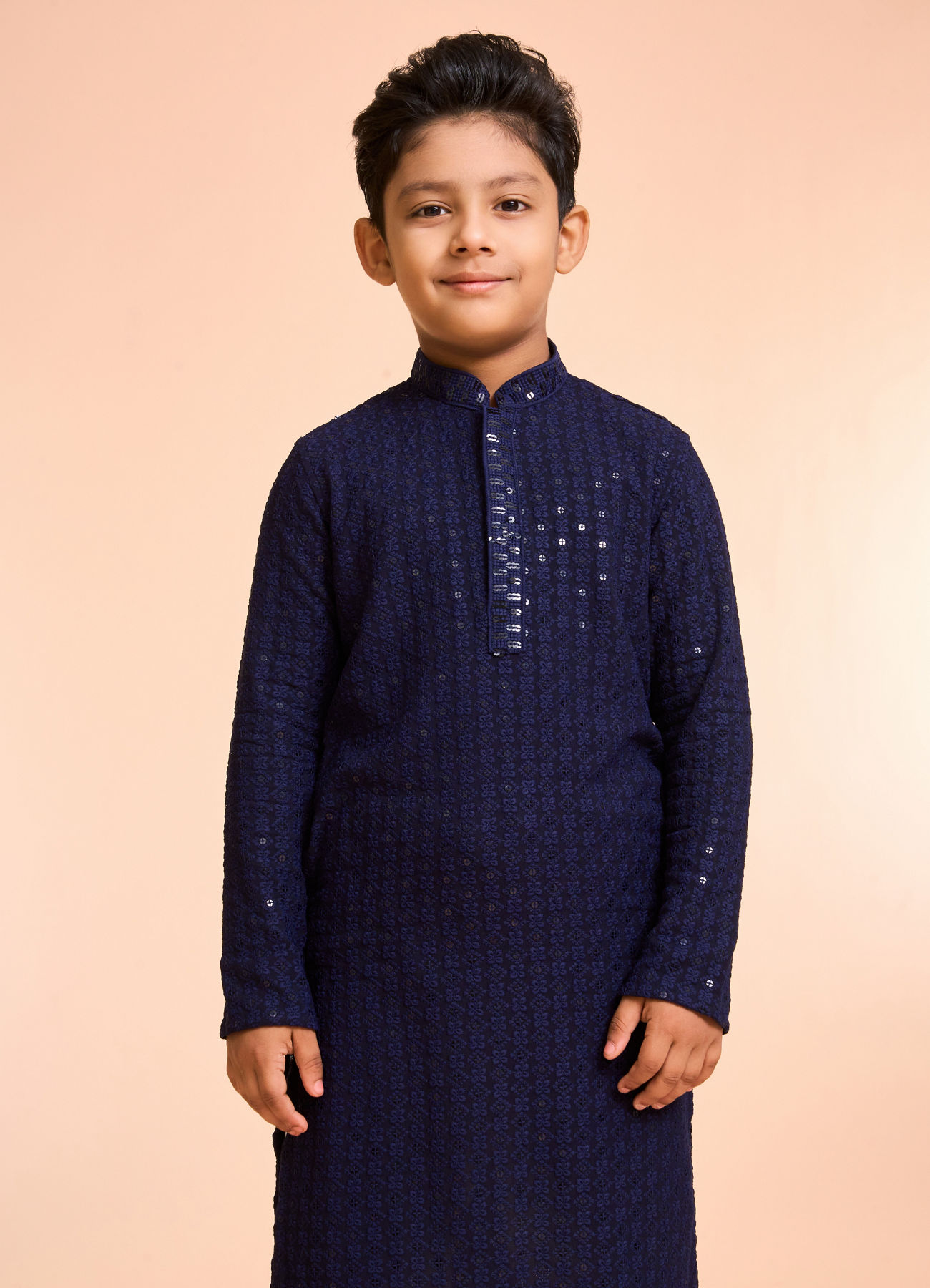 Manyavar Boys Elegant Dark Blue Kurta Pajama