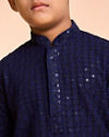Manyavar Boys Elegant Dark Blue Kurta Pajama