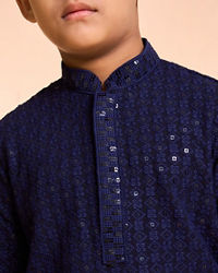 Manyavar Boys Elegant Dark Blue Kurta Pajama