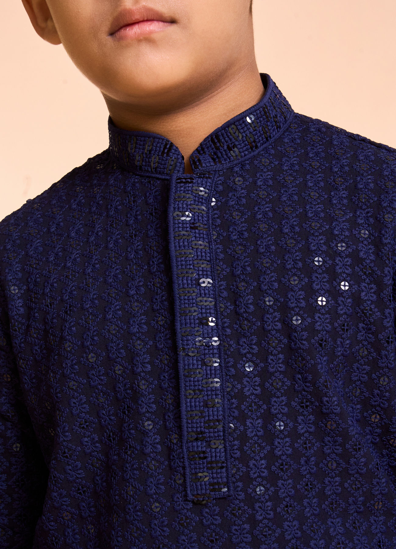 Manyavar Boys Elegant Dark Blue Kurta Pajama