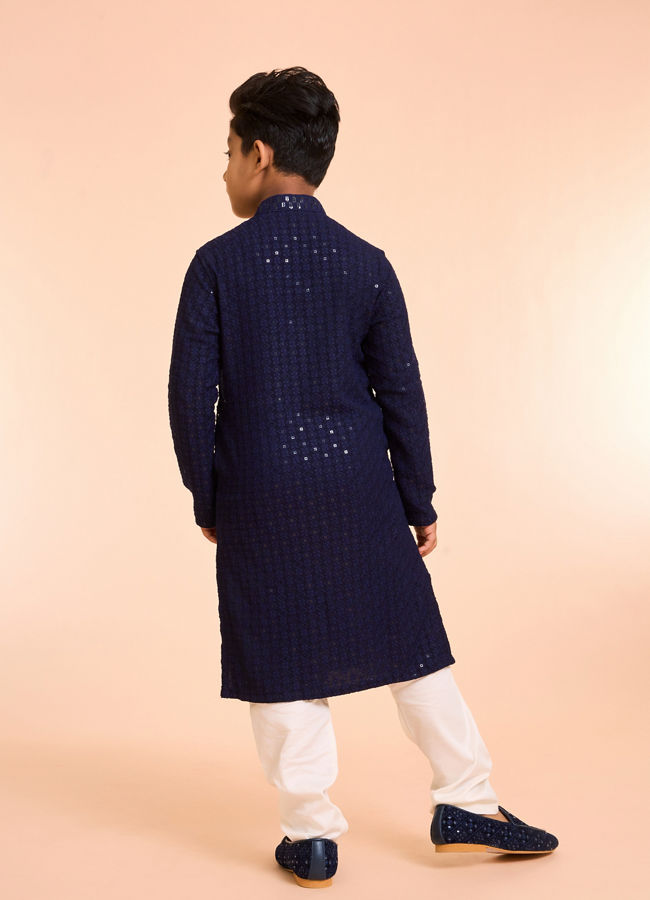 Manyavar Boys Elegant Dark Blue Kurta Pajama
