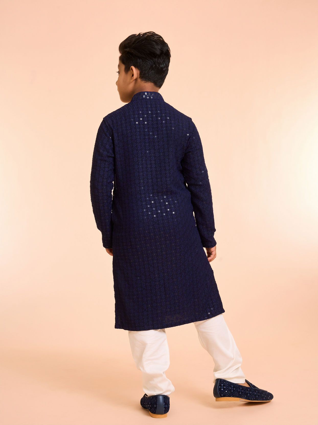 Manyavar Boys Elegant Dark Blue Kurta Pajama