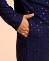 Manyavar Boys Elegant Dark Blue Kurta Pajama