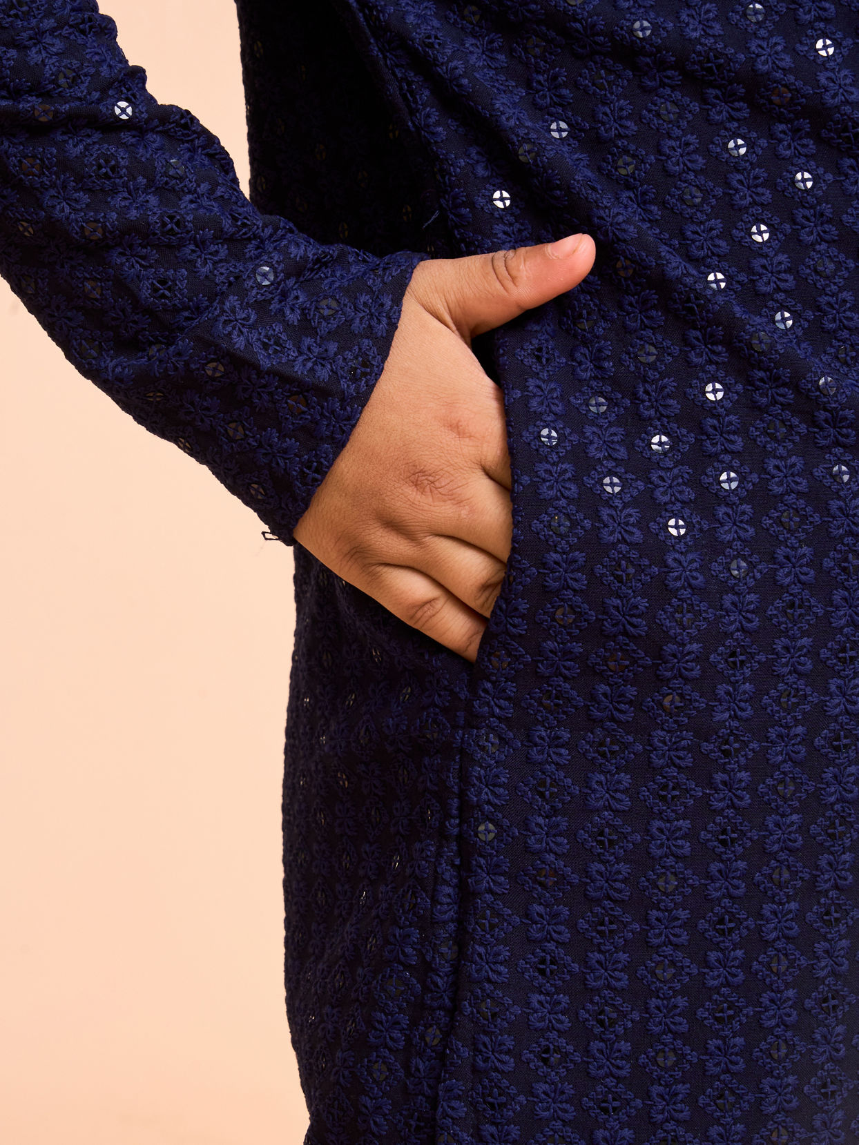 Manyavar Boys Elegant Dark Blue Kurta Pajama
