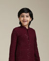 Manyavar Boys Boys Maroon Red Chikankari Kurta Set with Sequin Work