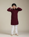 Manyavar Boys Boys Maroon Red Chikankari Kurta Set with Sequin Work