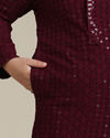 Manyavar Boys Boys Maroon Red Chikankari Kurta Set with Sequin Work