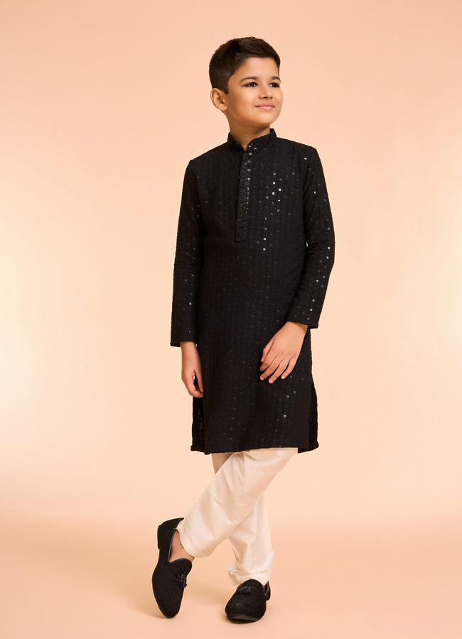 Manyavar Boys Black Festive Charm Kurta Pajama