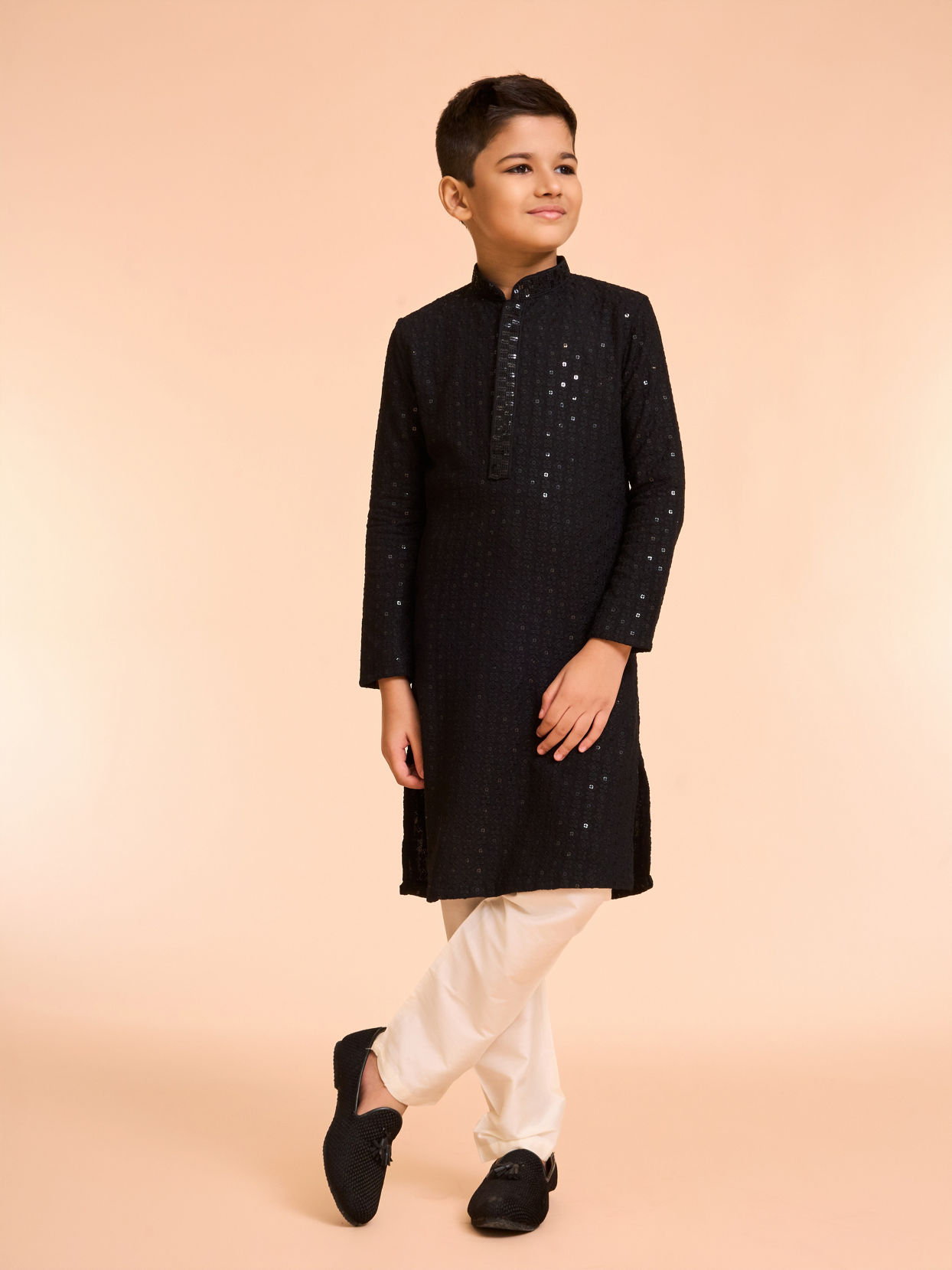 Manyavar Boys Black Festive Charm Kurta Pajama