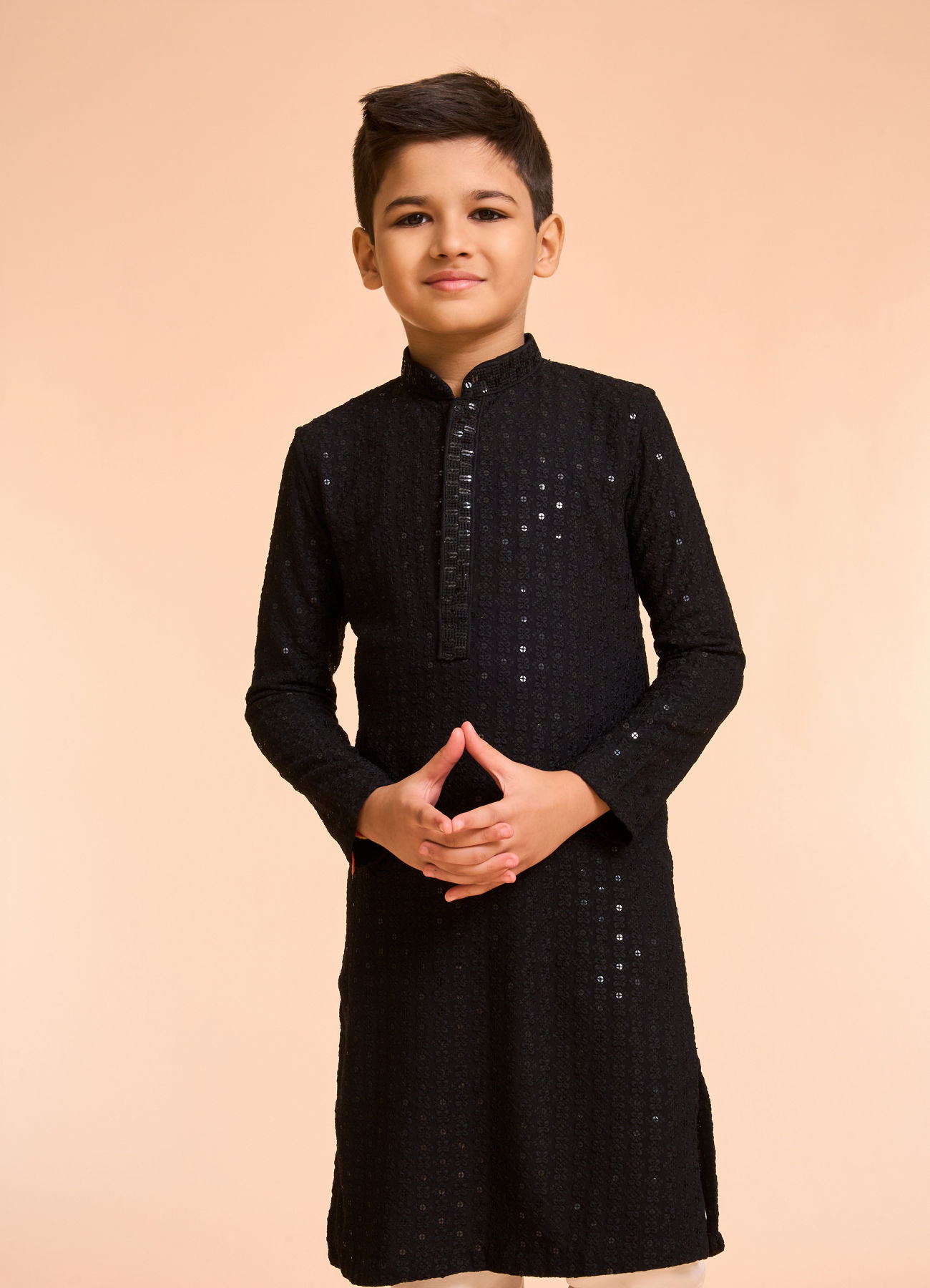 Manyavar Boys Black Festive Charm Kurta Pajama