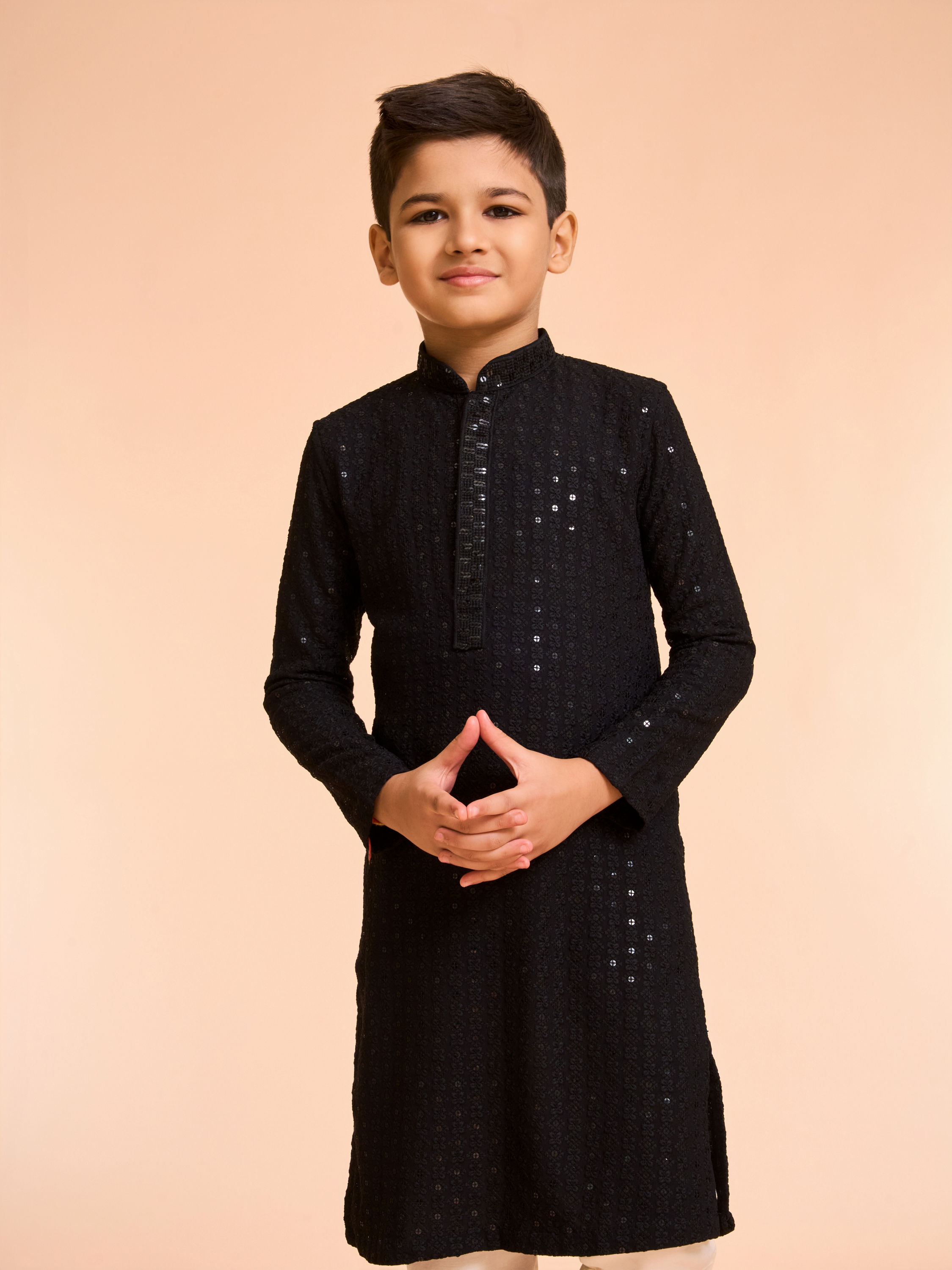 Manyavar Boys Black Festive Charm Kurta Pajama