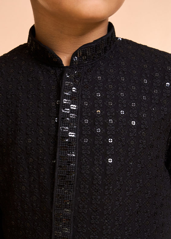 Manyavar Boys Black Festive Charm Kurta Pajama