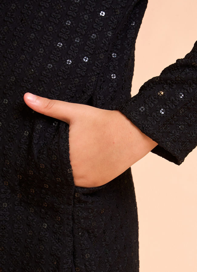 Manyavar Boys Black Festive Charm Kurta Pajama
