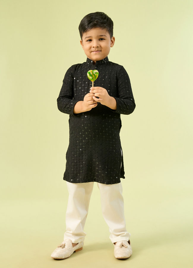 Manyavar Boys Black Festive Charm Kurta Pajama