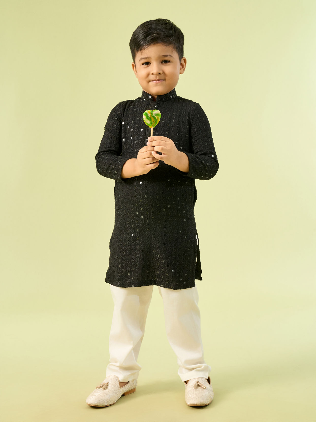 Manyavar Boys Black Festive Charm Kurta Pajama