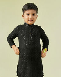 Manyavar Boys Black Festive Charm Kurta Pajama