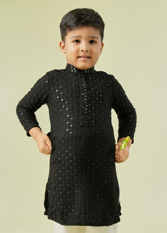 Manyavar Boys Black Festive Charm Kurta Pajama