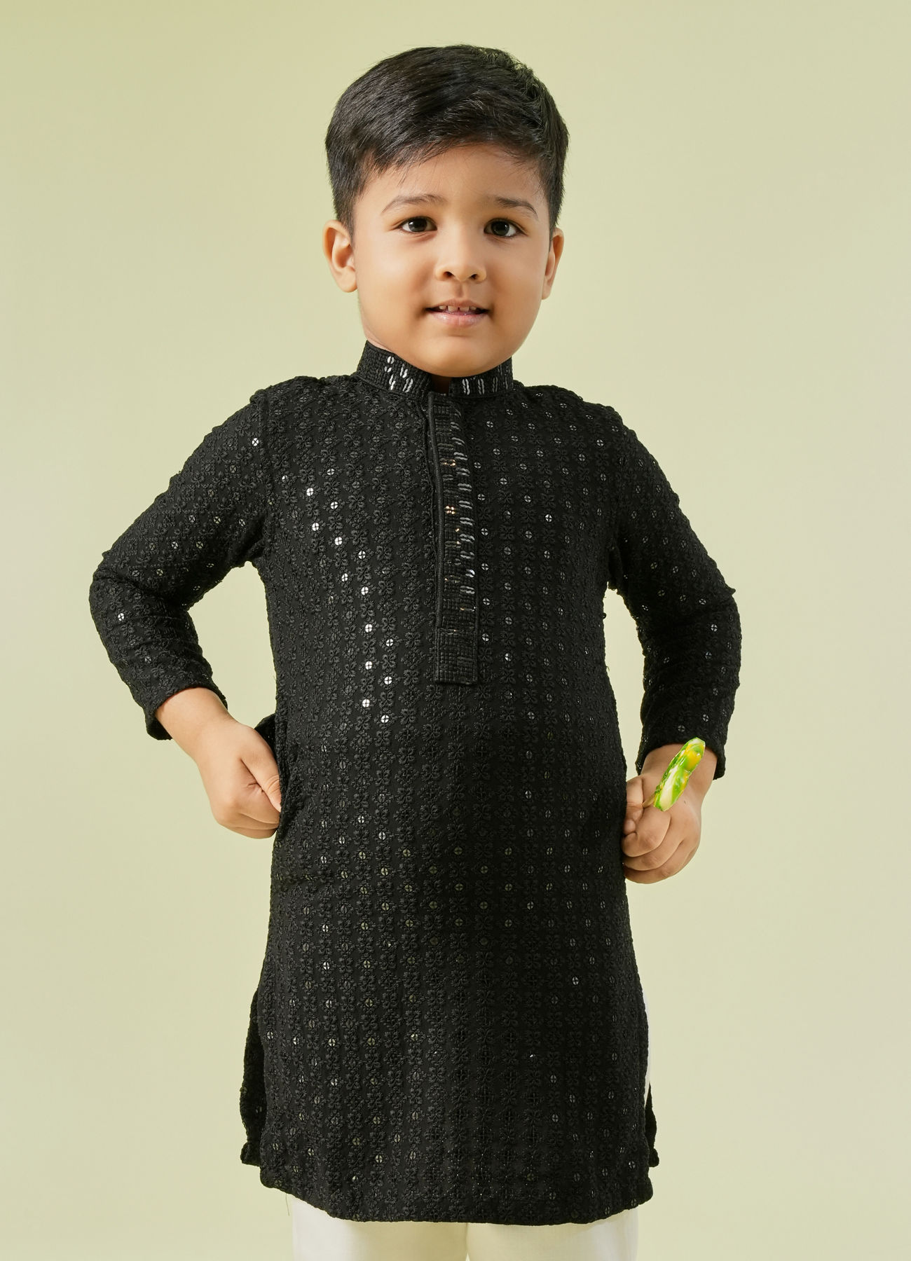 Manyavar Boys Black Festive Charm Kurta Pajama