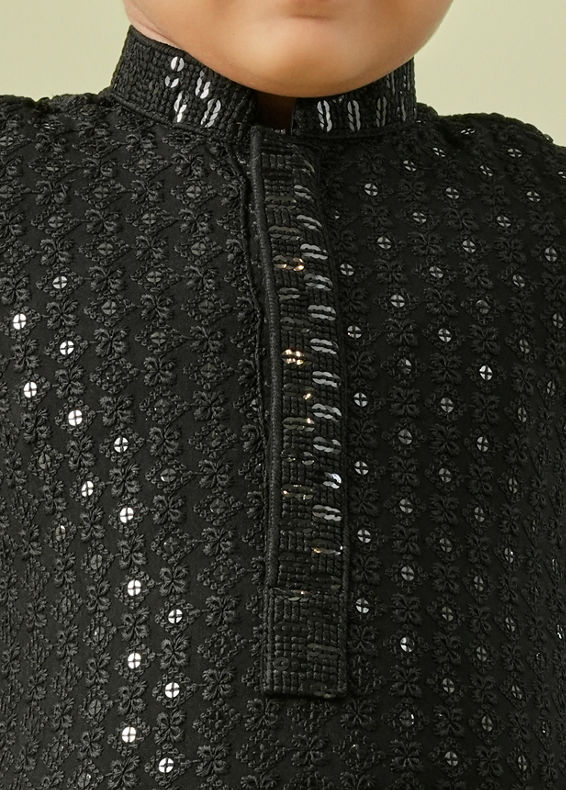 Manyavar Boys Black Festive Charm Kurta Pajama
