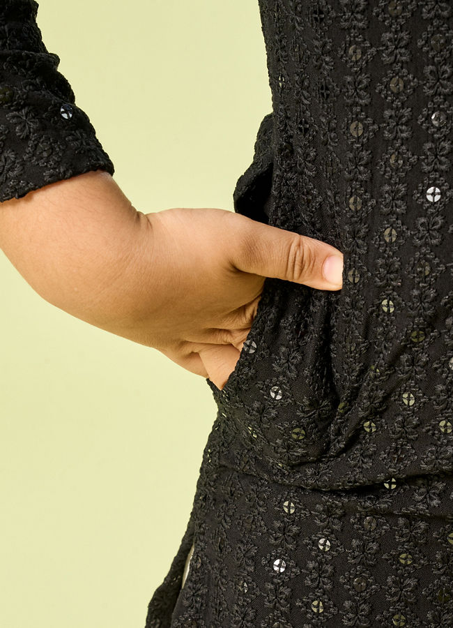 Manyavar Boys Black Festive Charm Kurta Pajama