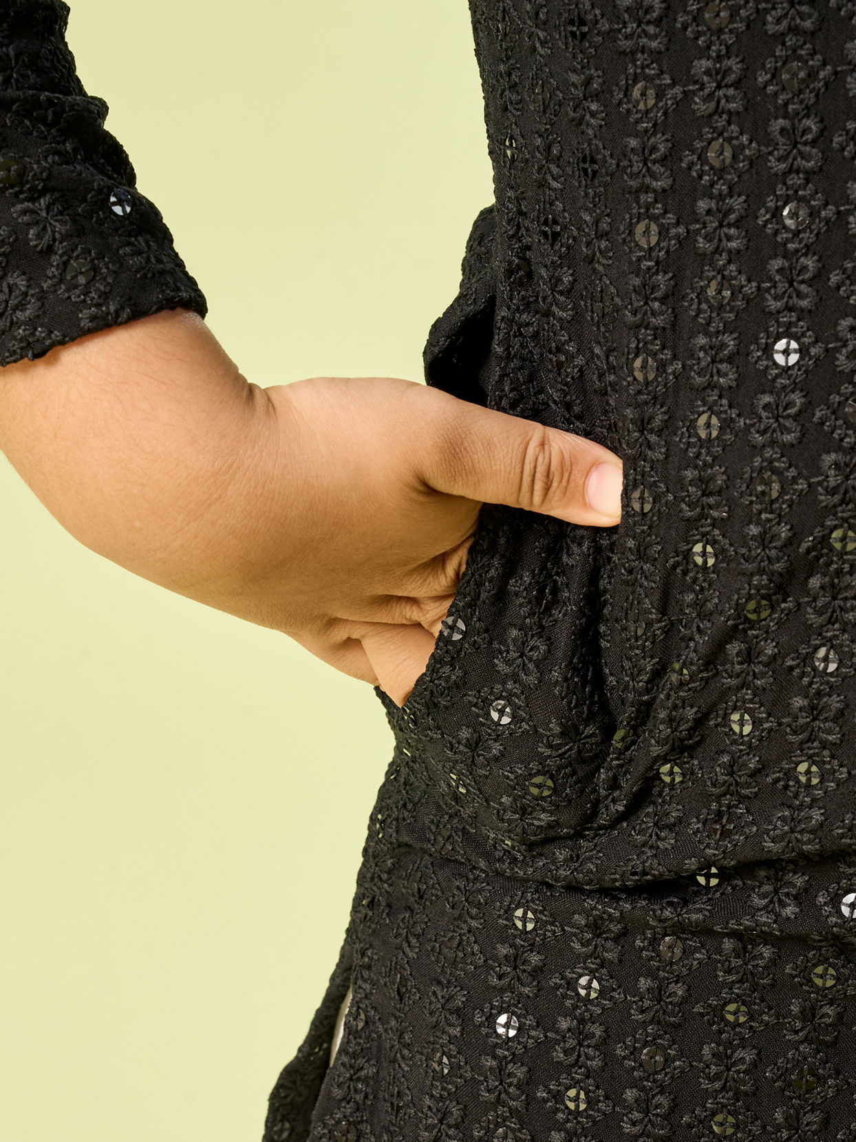 Manyavar Boys Black Festive Charm Kurta Pajama