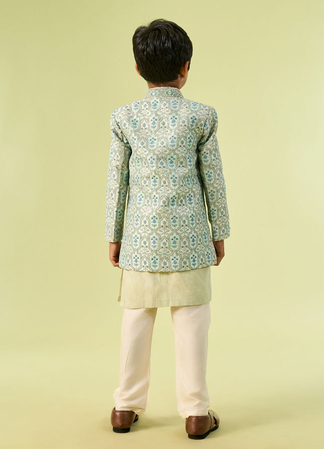 Manyavar Boys Enthralling Aqua Green Indo Western Ensemble