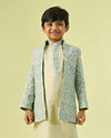 Manyavar Boys Enthralling Aqua Green Indo Western Ensemble
