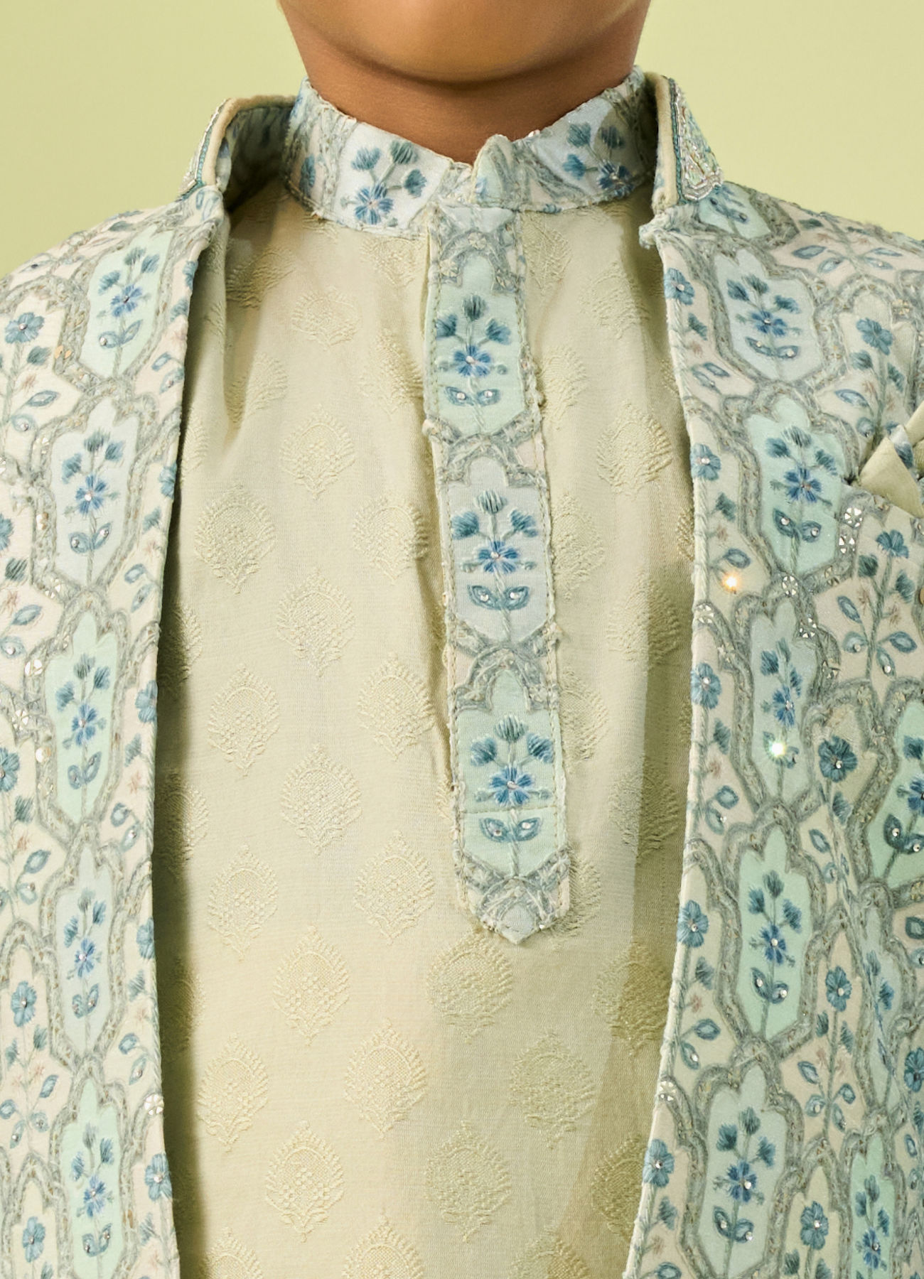 Manyavar Boys Enthralling Aqua Green Indo Western Ensemble