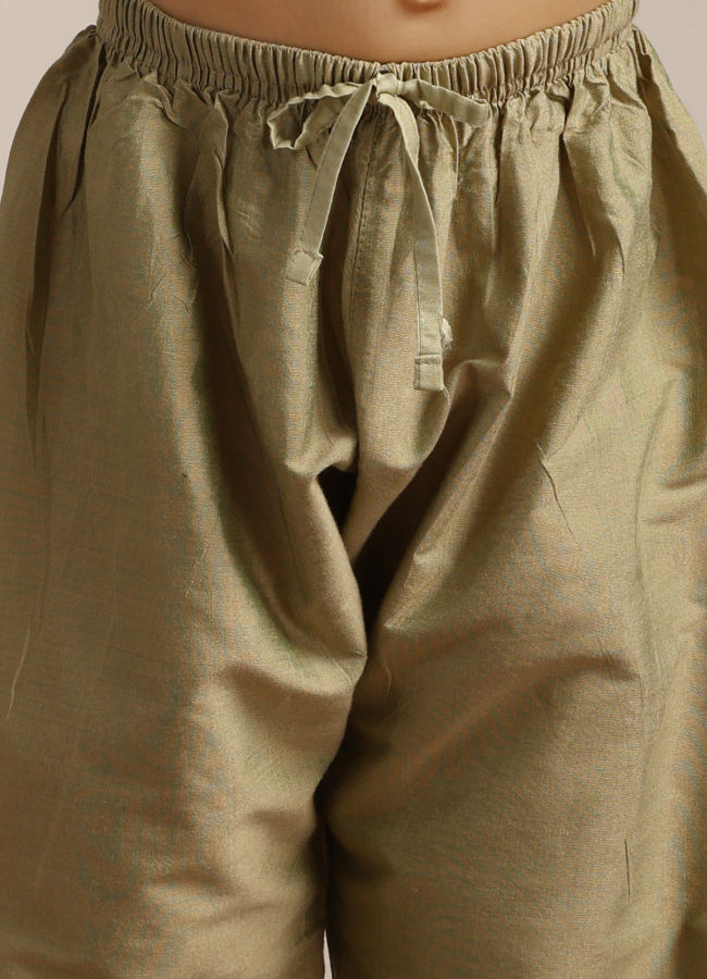 Manyavar Boys Boys Pistachio Green Kurta with Beige Floral Sequined Jacket