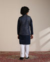 alt message - Manyavar Boys Boys Dark Blue Paisley Patterned Angrakha Jacket Set image number 5