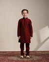 Manyavar Boys Aurora Red Kurta and Mirrored Jacket Set