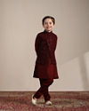 Manyavar Boys Aurora Red Kurta and Mirrored Jacket Set