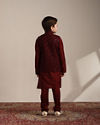 Manyavar Boys Aurora Red Kurta and Mirrored Jacket Set