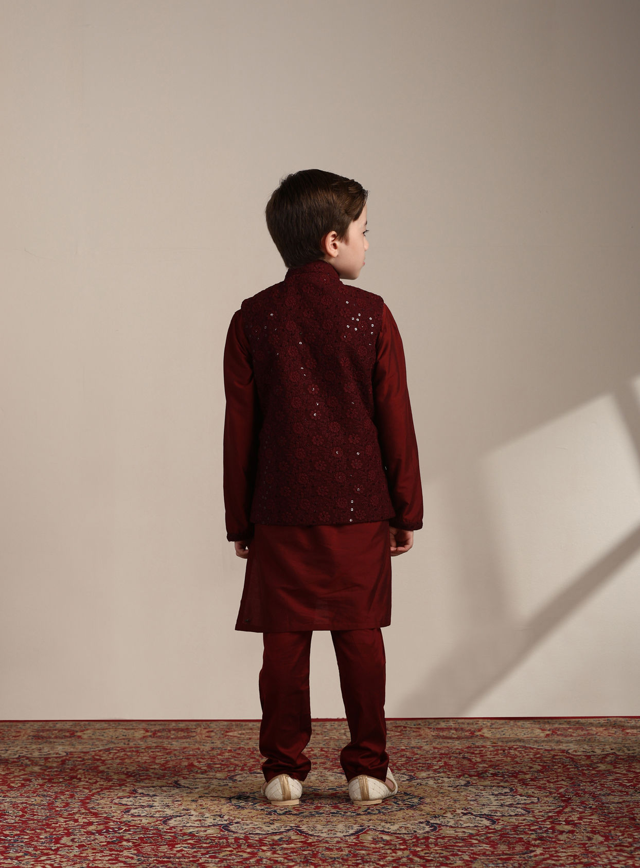 Aurora Red Kurta and Mirrored Jacket Set image number 5