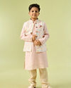Manyavar Boys Pink Kurta Jacket Festive Ensemble Kurta Jacket Set
