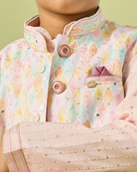 Manyavar Boys Pink Kurta Jacket Festive Ensemble Kurta Jacket Set