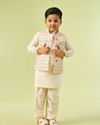 Manyavar Boys Classy Cream Kurta Jacket Set