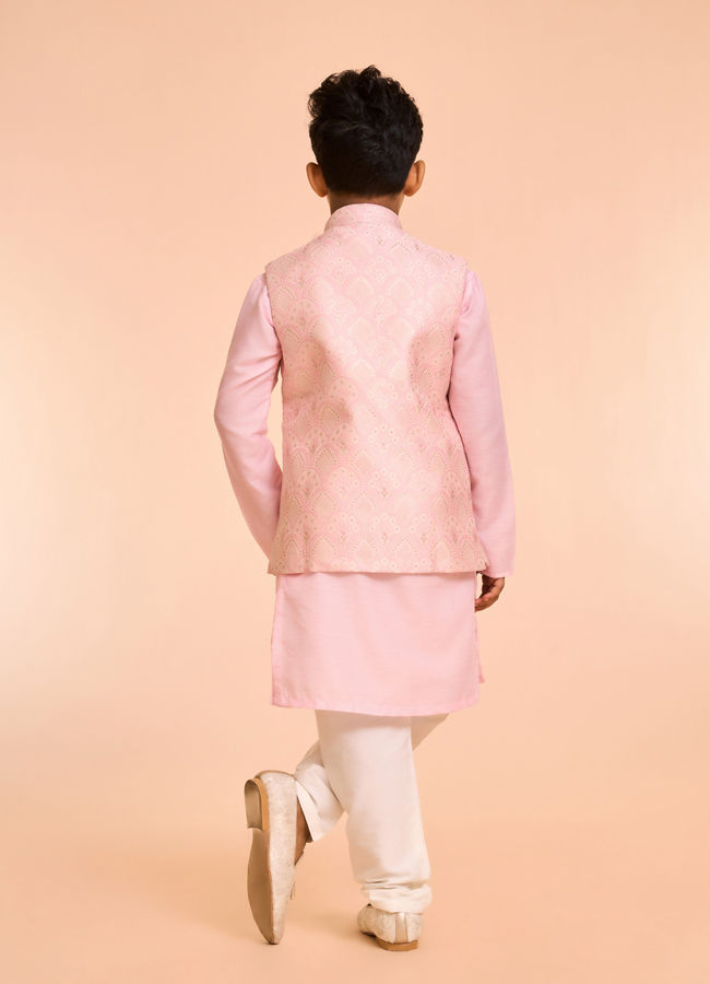 Manyavar Boys Majestic Pink Kurta Jacket Set