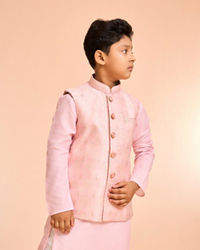 Manyavar Boys Majestic Pink Kurta Jacket Set