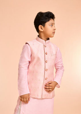 Manyavar Boys Majestic Pink Kurta Jacket Set