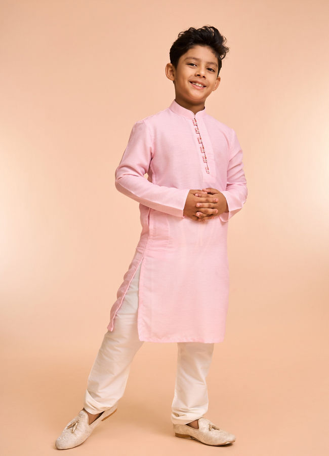 Manyavar Boys Majestic Pink Kurta Jacket Set