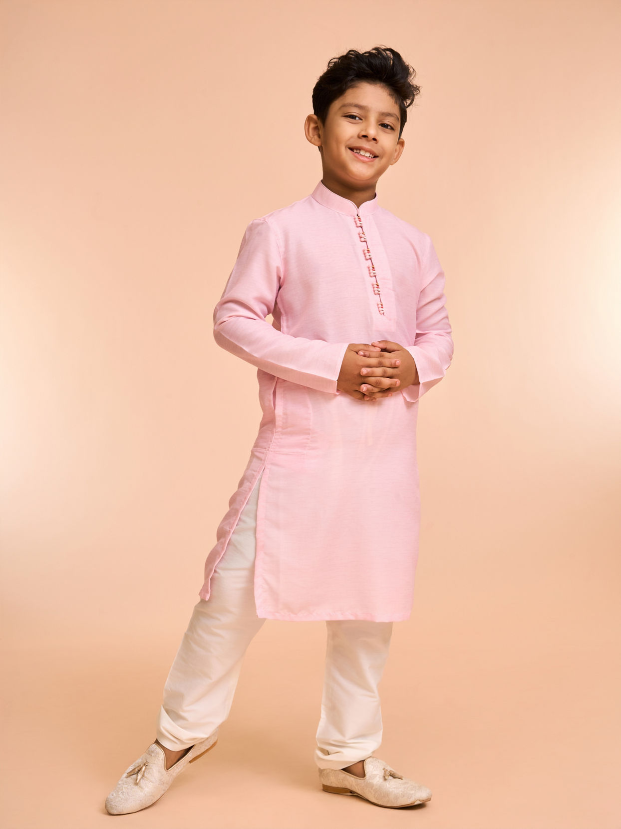 Manyavar Boys Majestic Pink Kurta Jacket Set