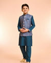 Manyavar Boys Blue Elegance Kurta Jacket Set