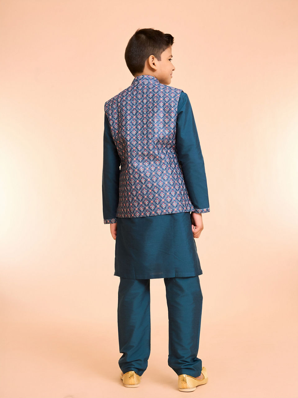 Manyavar Boys Blue Elegance Kurta Jacket Set