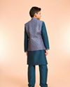 Manyavar Boys Blue Elegance Kurta Jacket Set