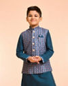 Manyavar Boys Blue Elegance Kurta Jacket Set