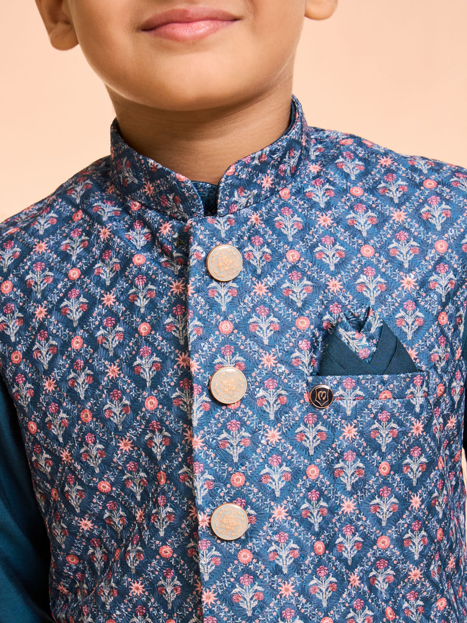 Manyavar Boys Blue Elegance Kurta Jacket Set